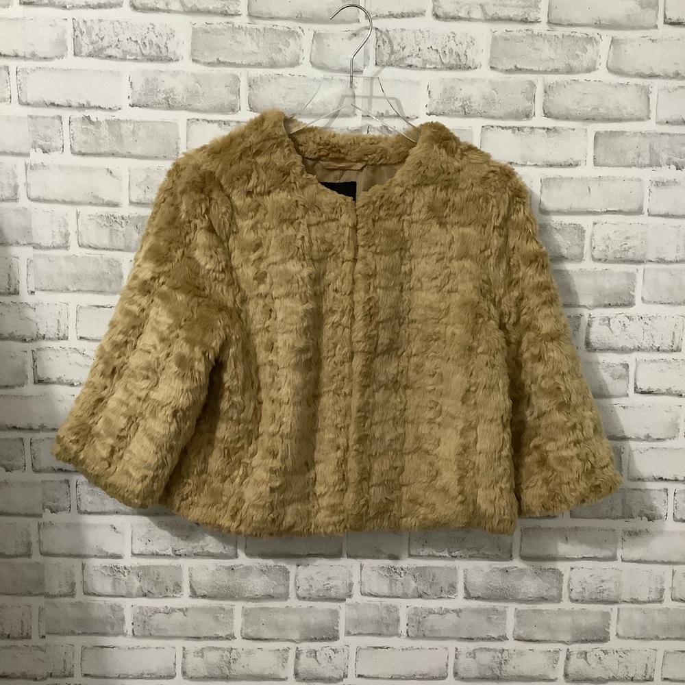 Forever 21 Crop 3/4 Sleeve Faux Fur Jacket Size L (C033)